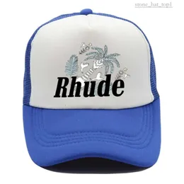 Rhude Hat Fashion Green Mesh Patchwork Baseball Cap Men Women Embroidery Usisex Rhude Collections Disual Truck Truck Hat القابلة للتعديل