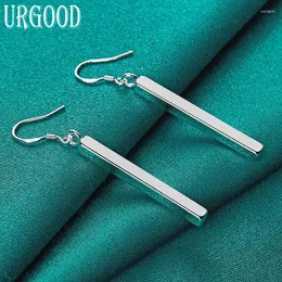 Dangle Earrings 925 Sterling Silver Smooth Cylindrical Long Drop For Women Party Engagement Wedding Fashion Jewelry Gift