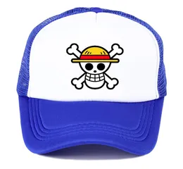 Japão Anime One peça Impressão Crânio do caveira Cartoon Snapback Homens Mulheres boné de beisebol de verão Mesh Hat Driver de caminhão Cosplay8483826