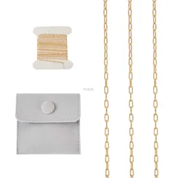 Hänghalsband 1m guldfylld oval mässing Paperclip Cable Chain Permanenta armbandsmycken för kvinnor halsband dingle örhänge DIY Tillbehör 240419