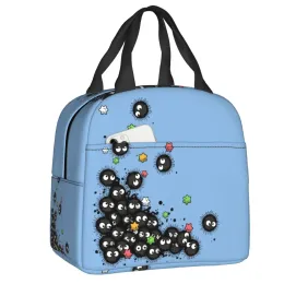 Taschen Candy Soot Sprites Isolierte Lunchtaschen für Picknick im Freien Totoro Anime Thermalkühler Bento Box Frauen Kinder