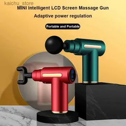 Elektriska massagare Portable Facial Massager Gun Electric Percussion Pistol Massager för kroppsavslappning med LED -pekskärm och 4 utbytbara M Y240504 R0A9