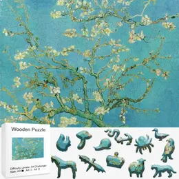 3D Puzzles Almond Blossom Jigsaw Träpussel för vuxna barn Family Games 3D Wood Model Kit Montessori Baby Learning Education Hobby 240419