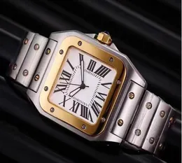 2020 Luxury Mens relógios top Brand Men Square Watches Genebra Genebra Genuine Stainless Steel Quartz Watches High Quality Mens Watch3255743