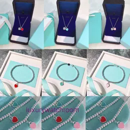 Luxury Tiffenny Designer Brand Collane a ciondolo T DIJIAGAO 925CNC Word Stampato smalto stampato Peach Heart Necklace Bracciale Bracciale blu Posa Clavicle Catena