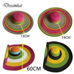 60 cm di diametro Big Brim Cappello da donna Sun Bola French Men French Men Women Beach Travel Straw Summer pieghevole all'ingrosso 240415