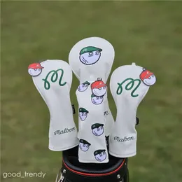 Malbon Golf Ürünleri 2 Renk Kapağı Balıkçı Hat Golf Kulübü #1 #3 #5 Ahşap Head Incovers Sürücü Fairway Woods Cover PU Deri Kafa Kapakları 953