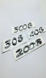 Adesivo d'argento Chrome 3D per Peugeot 2008 3008 308 408 LETTERS BADGE EMBLEGGIO LOGO LOGGI DECALE DEL TRUNK PER LETTURA9993260