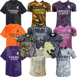 24 25 Vini Jr Maglie da calcio Bellingham Fans Versione giocatore Camavinga Tchouameni Valverde Real Madrid Y3 2024 2025 Shirt da calcio Dragon Bambino Black Purple Orange