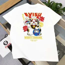 T-shirt da marca Trendy Brand EV Fushen para homens e mulheres, tamanho do mesmo tamanho, estampa solta, algodão puro, gordinha meia manga 587153