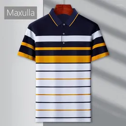 Polos maschile Maxulla Summer Casual Striving Strip Short Short Shirt Cotton Polo Shirt Slim Top Abbigliamento