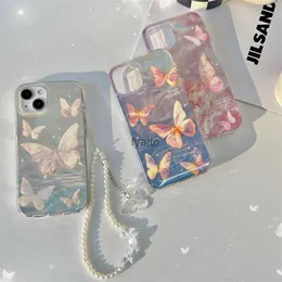 Cell Phone Cases Instagram Korean Hanyu Butterfly Suitable for iPhone 15 Promax Case 14 Pro Bracelet 13/12 Women H240419