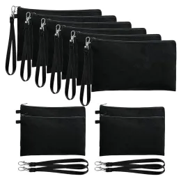 Kılıflar 10 Pack Sublimation Boş Kozmetik Çantalar Makyaj Çantaları, DIY Craft Fermuar Pencil Çantaları İçin Bilek Bantlı Makyaj Çantaları Siyah 8.3 x 5.1