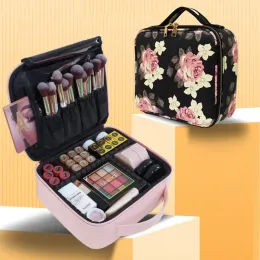 Casos armazenamento beleza maquiagem organizador de pincel PU Caso de cosméticos da prova d'água Mulheres malas Multisturey Travel Professiona Makeup Bag