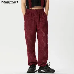 Męskie spodnie 2024 Elastyczne joggery w talii pluszowe spodnie Jacquard Mężczyznę Streetwear Loose Transpare Sexy Fashion Pantalon Inderun
