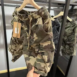 MENS Denim Cargo Shorts Pants Camouflage Mönster Summer Casual Board Beach Shorts Pant Vintage Outdoor Loose Shorts Knä längd Brandlast Kort jeans Big Pocket