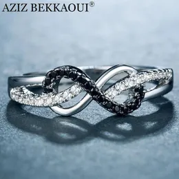 Con pietre laterali Aziz Bekkaoui Silver Silver Endless Love Crystal Wedding Ring per donne Classica Cubic Zirconia Anelli di gioielli