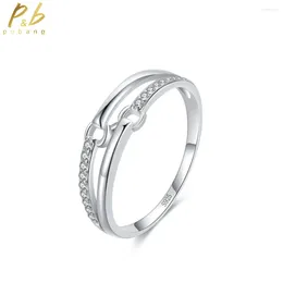 Pierścienie klastra pubang drobna biżuteria solidna 925 srebrna srebrna diament o wysokiej emisji dwutlenku węgla Resivable proste pierścień dla kobiet rocznicowy prezent