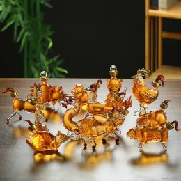 Glasögon vinglassledare blyfree whisky decanter kinesisk zodiakformad design barware vinglasflaska för sprit skotsk bourbon 230718