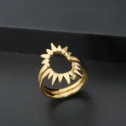 Jovo Love 2 in 1 Sun Ring للنساء من الفولاذ المقاوم للصدأ زوجين 2 PCSSES