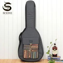 Cases 40 41 Inch Guitar Case Bohemian Style Knitted Guitar Bags Quality Nylon Guitar Storage Double Straps Pad Cotton Backpack Xa132m