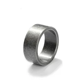 Anello argento in acciaio minimalista interno ed esterno largo 10 mm per gioielli alla moda da uomo.