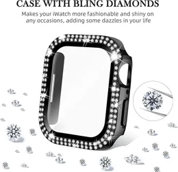 Bling a pple watch case cover cover series 9 8 7 6 5 4 3 2 1, Bling 여자 여자 여자 Dressy Diamonds Crystal 범퍼 하드 PC 충격 방지 블링 케이스 I Watch