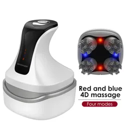 4D Smart Head Massager Elektrische Kopfhautpinsel Nacken Schulterpflege rot blau Licht Haarpfle