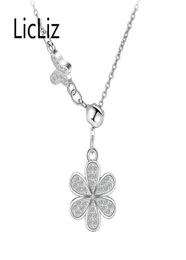 Licliz Fashion 925 Collane a sospensione in argento sterling per donne simpatiche fiore cz collana zircone mujer moda joyas de plata ln0369 y189824403