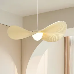 샹들리에베이스 노란색 직물 주름 LED 식탁 램프 미니멀리스트 현대식 거실 침실 샹들리에