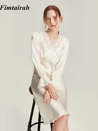 여자 졸업식 fimtairah 6a 나이트 클로스 여름 셔츠 피하마 섹시한 실크 나이트웨어 고귀한 잠옷 무저서 레드 여자 나이트 티