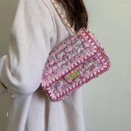 Çanta kış kadın flep el çantası küçük mini kare haberci bayan yün crossbody zincir gilr moda koltuklu çanta