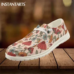 Lässige Schuhe Instantarts Pilzsflorale Schnürflats Männer Frauen Innen im Freien im Freien Unisex Mode Slip auf Slippern