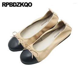 Buty swobodne 11 Spring Autumn Okrągły palce Kobiety Bow China Duża rozmiar Designer Designer Slip na 2024 Balerina 10 składanych baletowych mieszkań