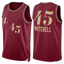 Clevelands Cavalier Donovan Mitchell Darius Garland Basketball Jerseys Jersey 6 LeBron 23 James Retro Red Szygowane miasto Mężczyźni oddychają koszulka S-XXL