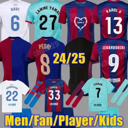 24 25 페드리 축구 저지 가바이 Lewandowski FC Ferran Camiseta De Football Shirt Auba Joao Cancleo Barcas 2024 2025 Ansu Fati 축구 Joao Felix 남자 아이들