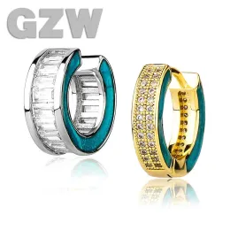 Huggie GZW criativo Brincos de brilho colorido para homens e mulheres transmitindo brincos de diamante quadrado de diamante de diamante
