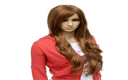 Woodfestival Woodfestival Longo peruca sintética curiosa 70cm Women Women Wigs Hair Wigs marrom