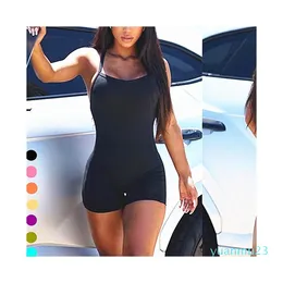 Backless Sports Jumpsuit Woman Lycra Outfit Fitness Overalls One Piece Shorts Sport Gym Workout Clothes For Women Sportwear