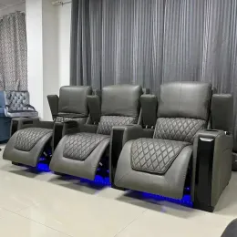 2024 Latest Design Factory Direct Sale Electric Seating Genuine Leather Home Cinema Seats Recliner Chair Movie Theater Furniture