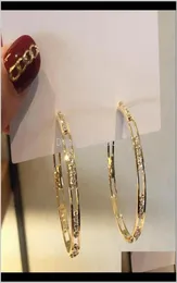 Hie Golden Cround Crystal Hoop Серьги для женщин Bijoux Geometric Atrontones Серьера заявление о ювелирных ювелирных изделиях подарки QPKM1949289