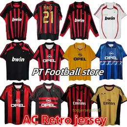 AC 레트로 축구 저지 2006 2007 2007 2013 2014 밀라노 축구 셔츠 gullit van vasten kaka inzaghi 레트로 클래식 jerseys 셔츠 Maillot Camiseta