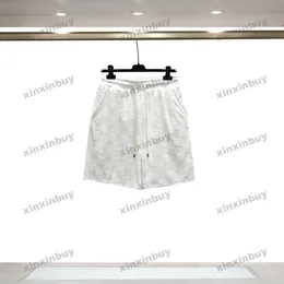 xinxinbuy 2024 Men kvinnliga designer shorts schackbräda rutnät handduk tyg kort svart vit brun grå blå brun aprikos s-xl ny