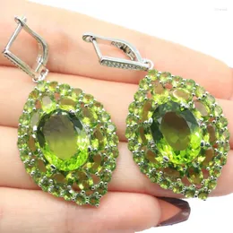Dangle Earrings 53x25m Super Big 13g Green Peridot Violet Tanzanite Smokey Topaz CZ Women Dating Silver Eye Catching