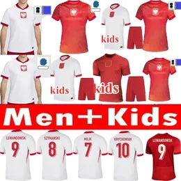 Bambini Polonia Nuove maglie da calcio bianco e rosso Lewandowski a casa 24/25 Polska National Team Milik Piszczek Piatek Krychowiak Zielinski Kit Football Kit Men