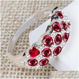 Anelli a grappolo Yayi Gioielli Fashioni Principessa Cut Rosso CORNO CORNO SET CUBIC ZIRCONIA SIER GIOURE GLI AMILI DELLE PARTI DI MATURA DELLE PARTI DELLA PARTI DELLA PARTI DELLA PARTICA DRIDA DHCN0