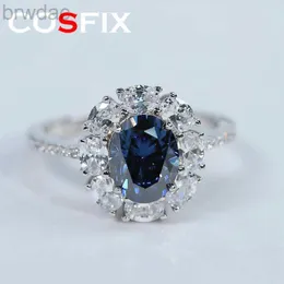 Solitaire Ring Women Moissanite Ring s925 Silver Oval Cut Blue Moissanite Rings for Women Luxury 2ct Champagne Women Moissanite Ring d240419