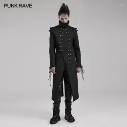 Herren Trench Coats Punk Rave coole 3D -Schulter -gepolsterte Jacke Asymmetrische Standkragen