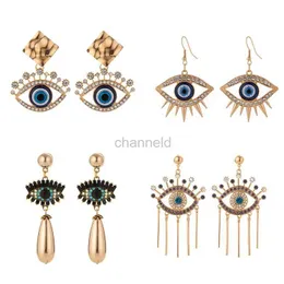 Andere neue luxuriöse Strass -Böse Eye Statement fallen Ohrringe 2020 für Frauen Punk Vintage Quastel Dangle Hanging Ohrring Schmuckgeschenke 240419