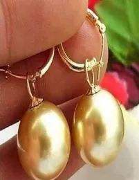 Lovers Women Good äkta enorma 1314mm Golden South Sea Shell Pearl Earring äkta naturligt sötvatten 925 Silver9532689